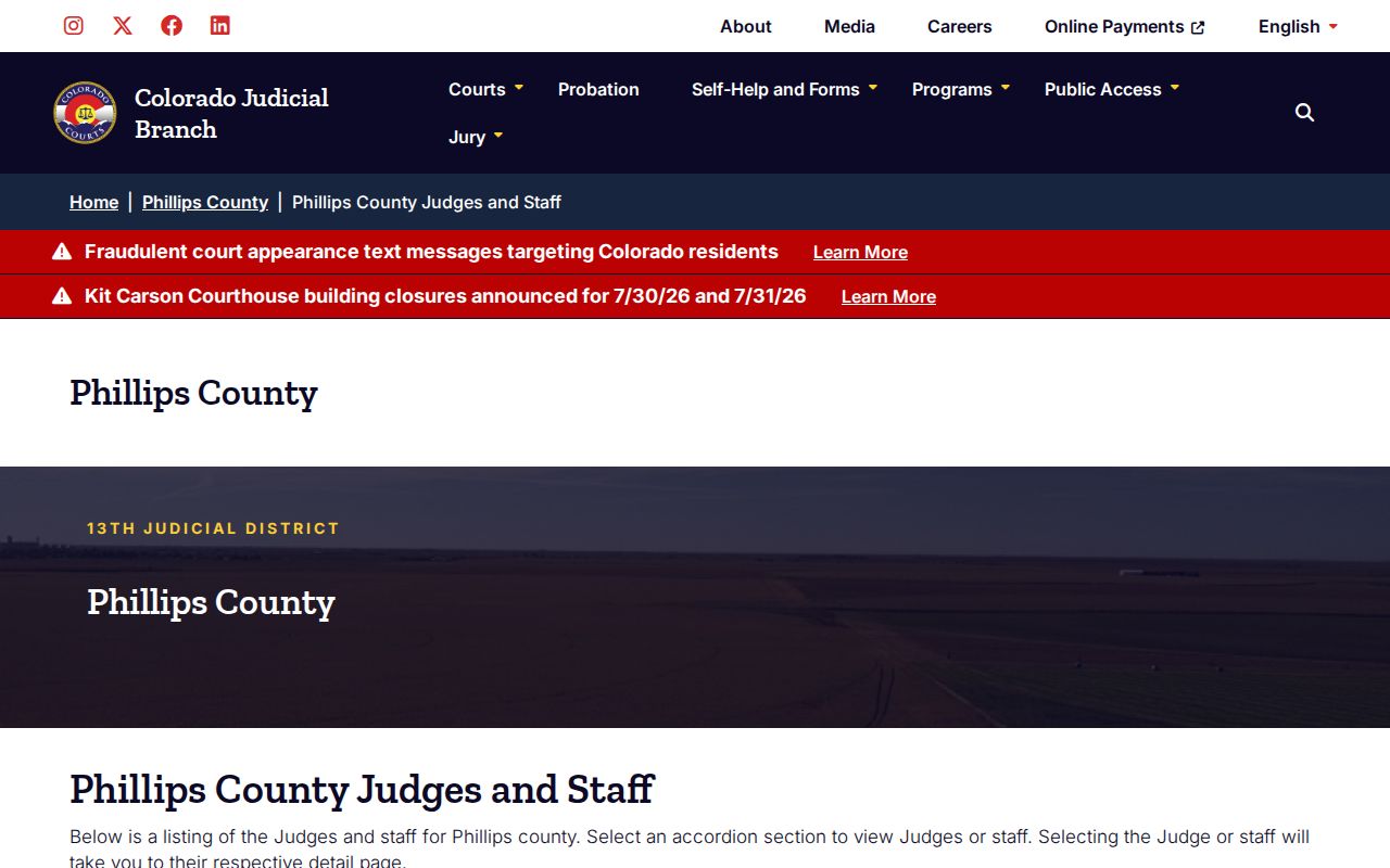 Phillips County court records judges and staff page