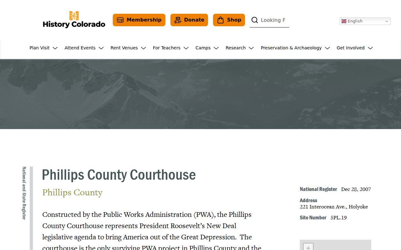 History Colorado page for Phillips County Courthouse