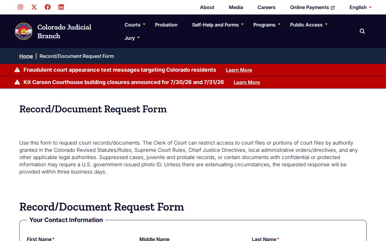 Phillips County court record document request form