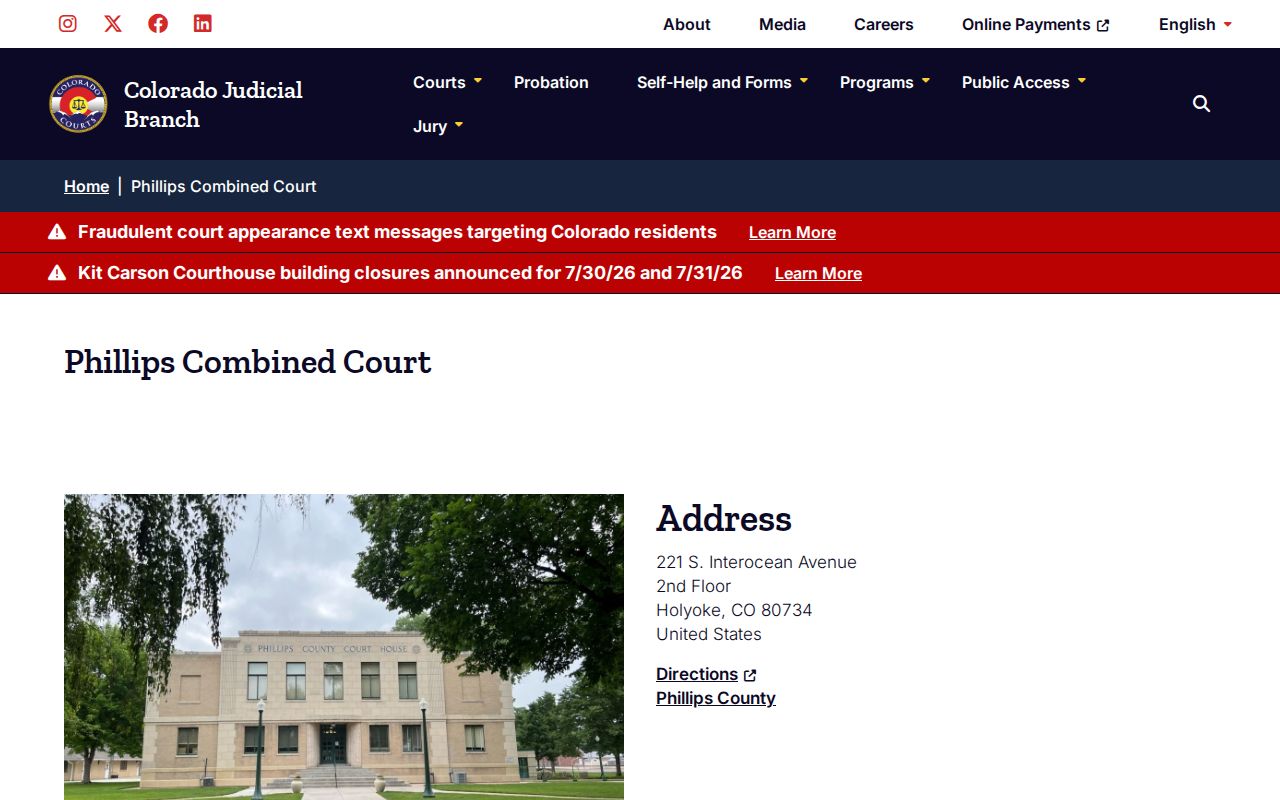 Phillips County court records Phillips Combined Court location